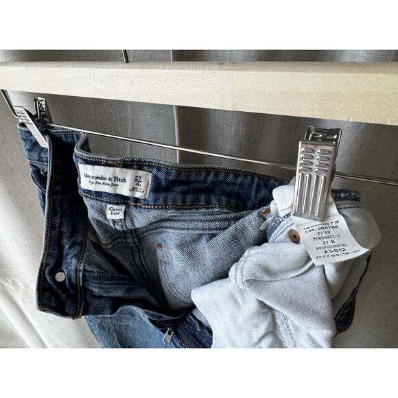 Abercrombie & Fitch Jeans Womens 27 High Rise Curve Love Mom Raw Button Front - Picture 7 of 7
